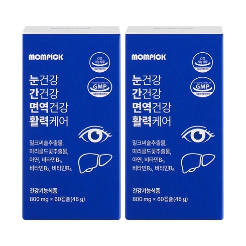 맘픽 눈건강 간건강 면역건강 활력 케어 루테인 밀크씨슬 아연 영양제, 2개, 60회분