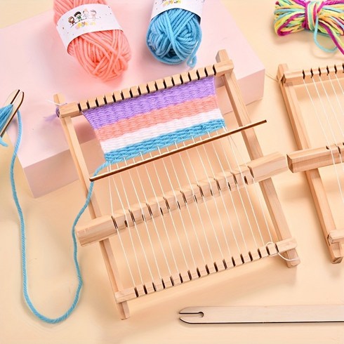 비큐리어스 DIY 목재 직조기 미니 위빙틀, 1개