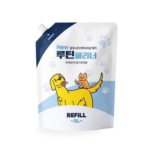 [루틴클리너 공식] 강아지 고양이 오줌냄새 암모니아 제거제 루틴클리너 오리지널 2.0, 1개, 2L