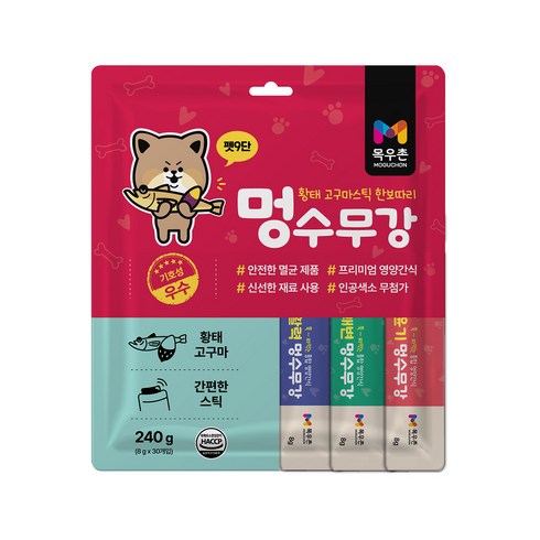 목우촌펫 강아지 펫9단 멍수무강 강아지 짜먹는 영양 간식 유산균 10p + 피부 10p + 면역력 10p 세트, 1세트, 240g, 혼합맛(황태/고구마)