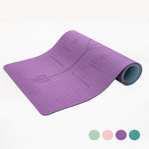 Hommy Nest TPE 요가매트 필라테스매트 와이드 홈트용 안밀리는 방음 충격방지 친환경 냄새없는 6MM HN-YGMTPE11A, 1개, 진보라색 센터라인