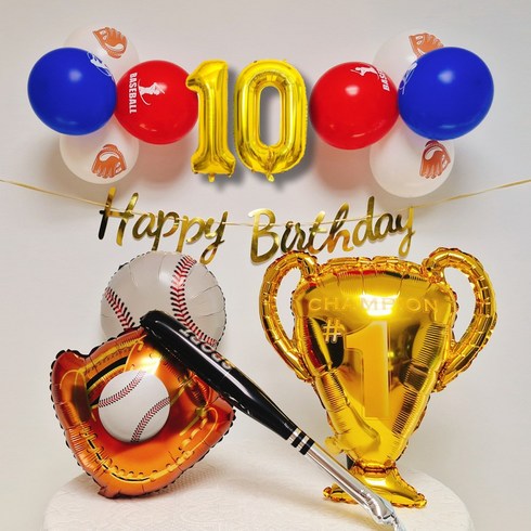 스마일파티 야구 생일 풍선 파티 세트, 1세트, 10세
