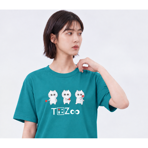 티쥬 탁구유니폼 남녀공용 티셔츠상의 탁구티셔츠 탁구연습복 단체복 탁냥이 말티쥬 TIZOO