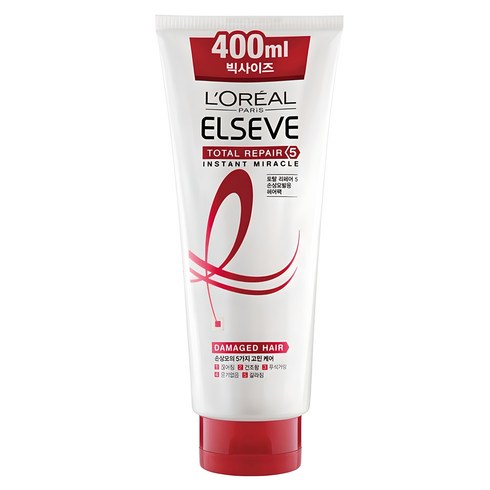 로레알파리 엘세브 토탈 리페어 5 인스턴트 미라클 헤어팩, 400ml, 1개