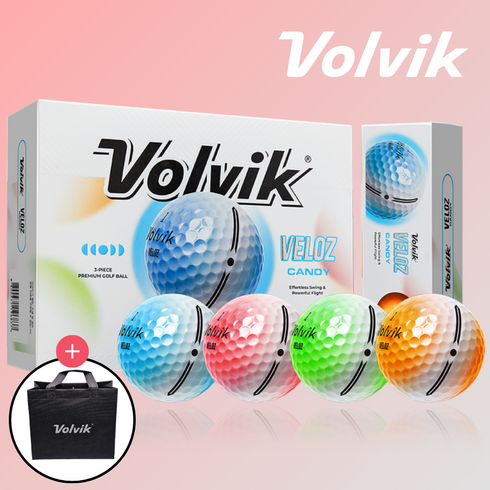 볼빅 벨로즈 캔디 VELOZ candy 초 저압축 3피스 고반발 컬러 골프공 쇼핑백 증정, 칼라, 1개, 12개입