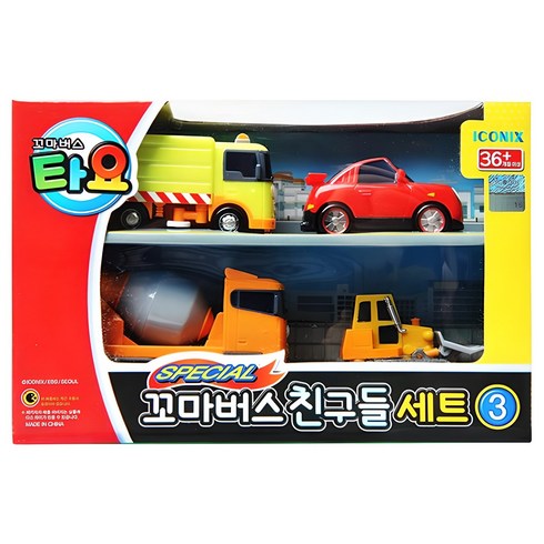 타요 스페셜 꼬마버스 친구들 세트3 중장비 작동완구, 혼합색상, 1세트