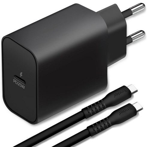 엔더 C타입 GaN 초고속 충전기 25W PD3.0 PPS + C타입-C타입 케이블 2m 세트, 블랙, 1세트