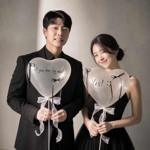 로즐리홀리데이 웨딩촬영소품 하트 풍선 레터링 리본데코, 1세트, 클리어(투명) 얇은리본