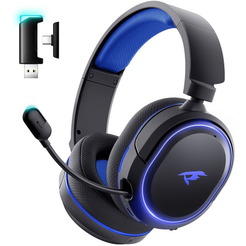 피쿤 7.1 서라운드 ENC 마이크 RGB 저지연 게이밍 헤드셋 PC PS5 닌텐도 스위치 헤드셋, 블랙 블루, PICUN-G2