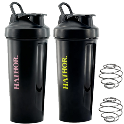 하토르 프리미엄 곡면구조 쉐이커 보틀, 2개, 800ml, 블랙(로즈골드+라임옐로우)
