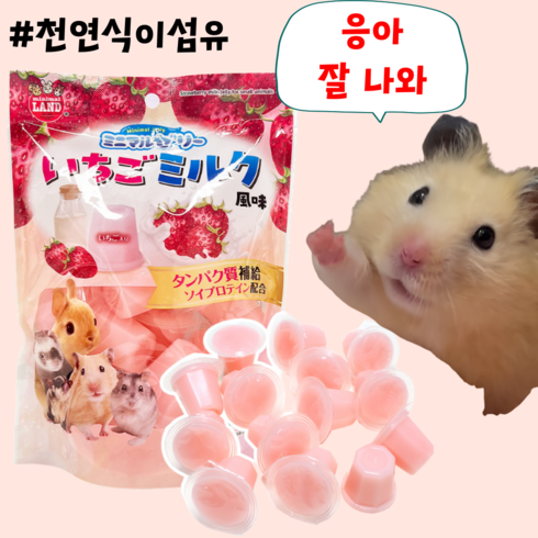 [BEST] 프리미엄 헤어볼예방 천연식이섬유 딸기우유맛 젤리 햄스터 토끼 친칠라 간식, 1세트