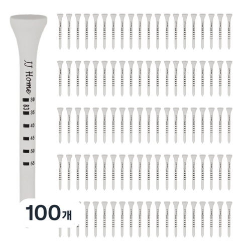 제이제이홈 스텝조절 우드 골프티, 100개, 화이트