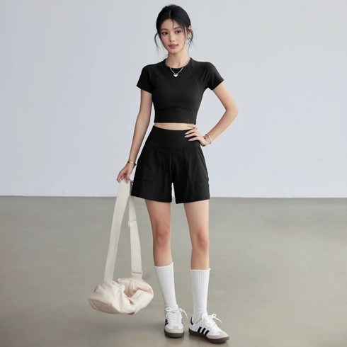 IDEAER 여성 운동복 세트 반팔 타이트핏 속건 여름 요가 필라테스 헬스