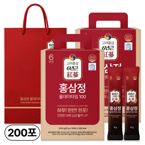 1+1 홍삼정 올데이타임 100 대용량+쇼핑백, 2개, 1L