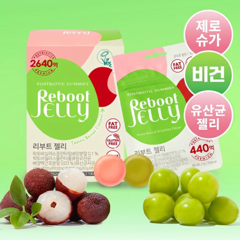 리부트 무설탕 어린이 유산균 젤리 건강 간식, 27g, 6개