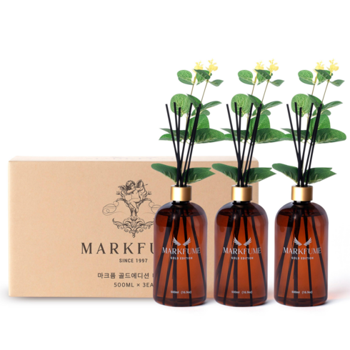 마크퓸 프리미엄 대용량 골드에디션 디퓨저, 클린코튼, 3개, 500ml