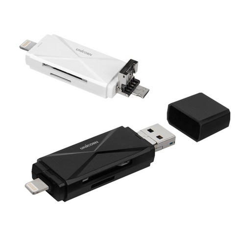 유니콘 3IN1 OTG 멀티 USB 카드리더기, 블랙, XC-1000A, 1개
