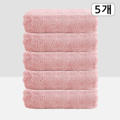 Craftsy 극세사 호텔 수건 40수 고흡수력 먼지없는 속건 타올 세면타월, 5개, 분홍색