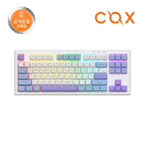 COX TKL 3Tone 멤브레인 유선 텐키리스 키보드, White plate With 3color, CMK87, 제조사축