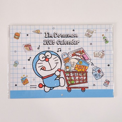 일본정품 2026 산리오굿즈 도라에몽 벽달력 벽걸이캘린더, 1입, 상세페이지 참조
