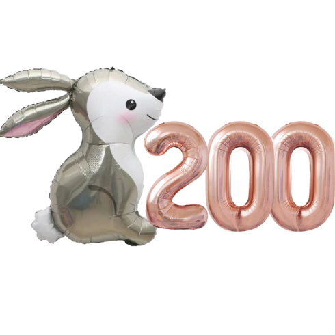 파파 파티 토끼 풍선 생일 파티 숫자 풍선 세트, 토끼 200, 1세트