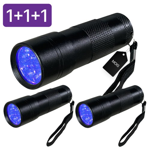 모이스 UV LED 휴대용 플래시라이트 12구 UV램프 레진 네일 경화 랜턴 오줌자국 UV후레쉬 형광물질 탐지 축광 블랙라이트, 3개