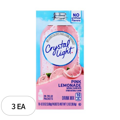 크리스탈라이트 핑크레몬에이드 분말, 3.68g, 10개입, 3개