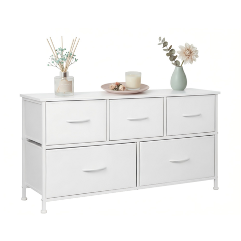 Home Cozy 패브릭 2단 5구 수납장 모던 다용도 수납장, 5개, 미색