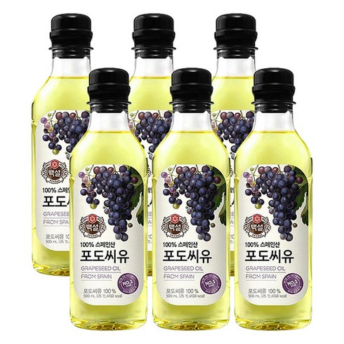 백설 포도씨유, 500ml, 6개
