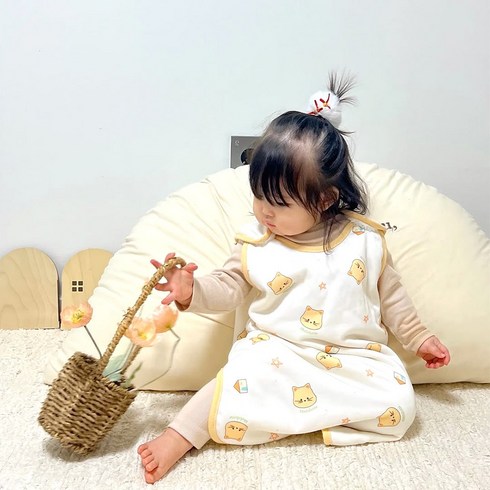 마롤로뜨 빌리지 극세사 아기 수면조끼 아기내의 실내복 겨울 유아잠옷 보온, 꼬냥이_극세사 수면조끼