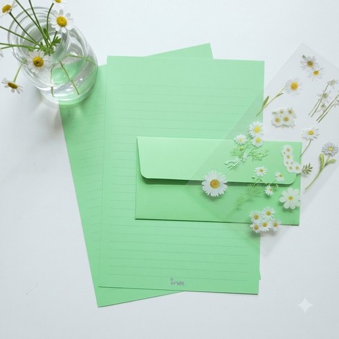 감성 예쁜 스티커 편지지 세트 특별한 손편지 압화 생일 곰신, 1개, 컬러 편지지 스티커 세트