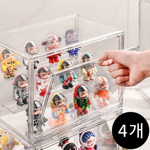 FONOW 장식장 투명 아크릴 피규어 장식장 가능한 탈부착 케이스 계단형 선반, 4개