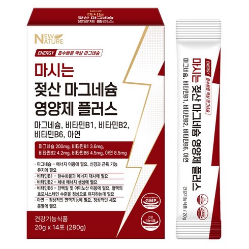 뉴네이처 마시는 젖산 마그네슘 영양제 스틱 식약청 인증, 1개, 280g
