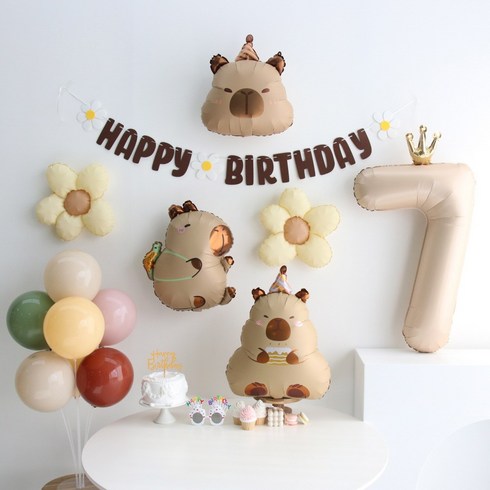 이벤트홀릭 카피바라 풍선 생일파티용품세트, 1개, 숫자풍선 7