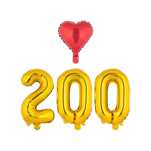 아트포유 100일 200일 300일 백일 풍선 이벤트 세트 4P, 1개, 옐로우 골드 200