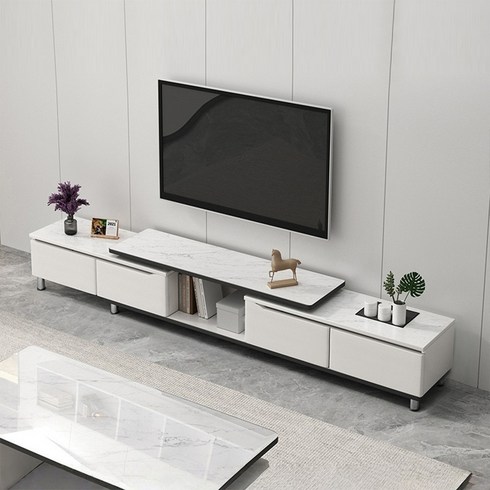 확장형 거실장 220*30CM 서랍형 TV장, 화이트