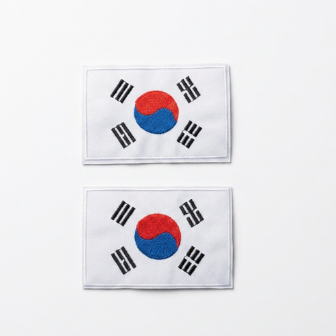 태극기 자수 패치 와펜 열접착식, 2개, 화이트