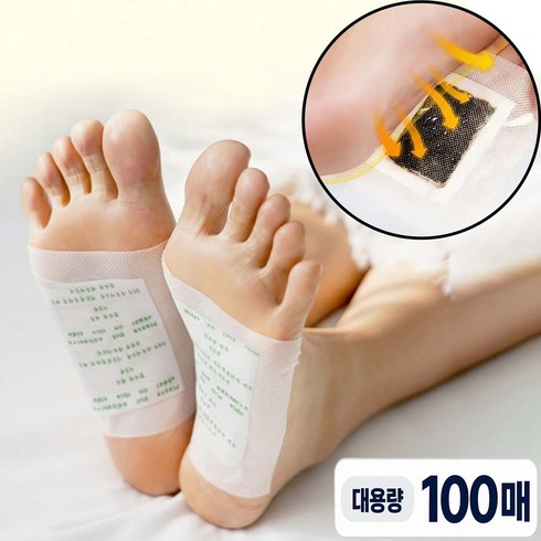 [ 대용량 ] 100매 대나무 수액 발바닥 패치 힐링 목초수액 시트 파스 풋패치 대용량, 1세트, 100매입