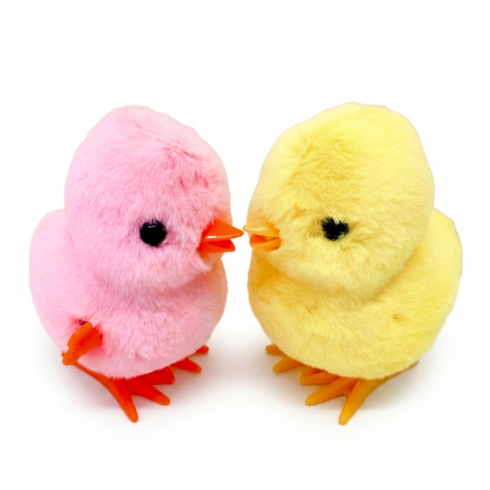 크앤비 움직이는 걸어다니는 노랑병아리 핑크병아리 태엽 인형 반려동물 고양이 장난감 세트상품, 노랑병아리(1개)+핑크병아리(1개), 1개