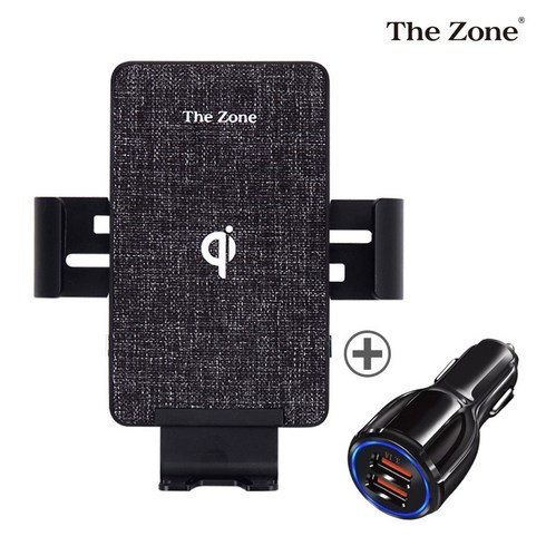 더존 차량용 FOD센서 고속 무선 충전 거치대 TZ-C150S + USB 시거잭, 혼합색상