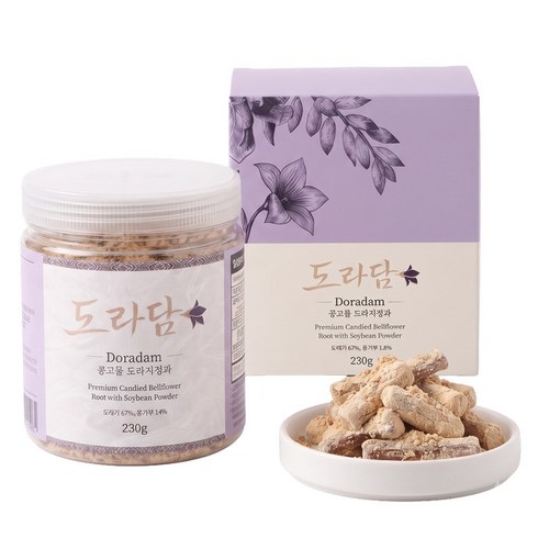 도라담 한입 콩고물 도라지정과 수제 디저트 콩가루 건강간식, 1개, 230g