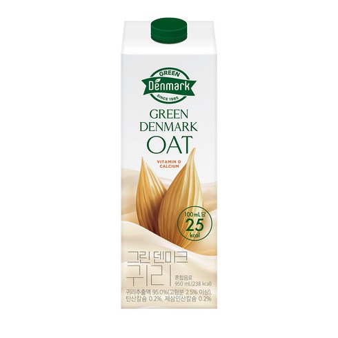 덴마크 그린 귀리 음료, 950ml, 6개