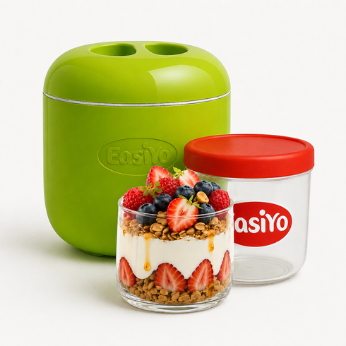 이지요 EasiYo 보관 편한 미니 사이즈 500g 요거트 메이커 그릭 요구르트 제조기, 그린(녹색)-500g