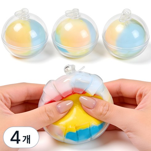 샤오홍슈 KC인증 왁뿌볼 왁스뿌시기 말랑이 대형6cm, 4개, 56g, 무지개