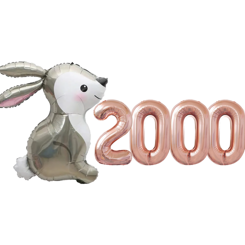 파파 파티 토끼 풍선 생일 파티 숫자 풍선 세트, 토끼 2000, 1세트