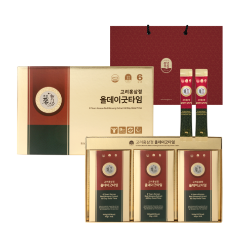 풍년보감 6년근 고려홍삼정 진액 올데이굿타임 홍삼스틱 선물세트 + 쇼핑백, 30회분, 300g, 1개