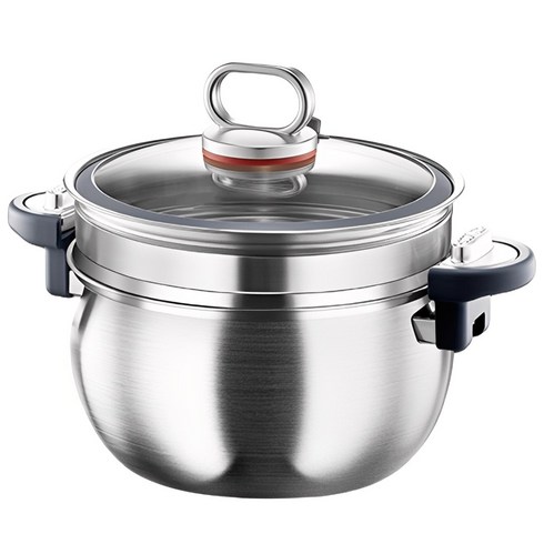 CookNest 통3중 304 스텐 IH 대용량 인덕션 저압냄비, 1개, 찜기, 7L
