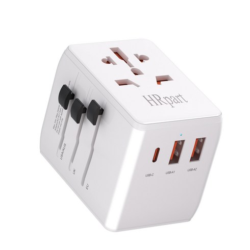 PD 고속충전 멀티 어댑터 전세계 여행용 멀티탭 돼지코 USB 콘센트 미국 유럽 일본 베트남 중국 홍콩 태국 필리핀 겸용, 1개
