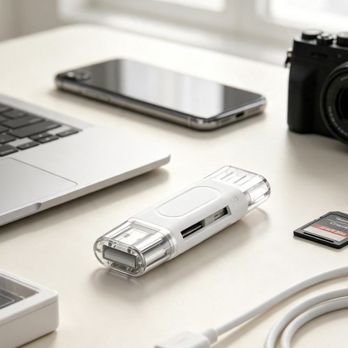 홈앤스테이 SD카드 리더기 C타입 USB-A 멀티호환, 1개, 화이트, SPD-102