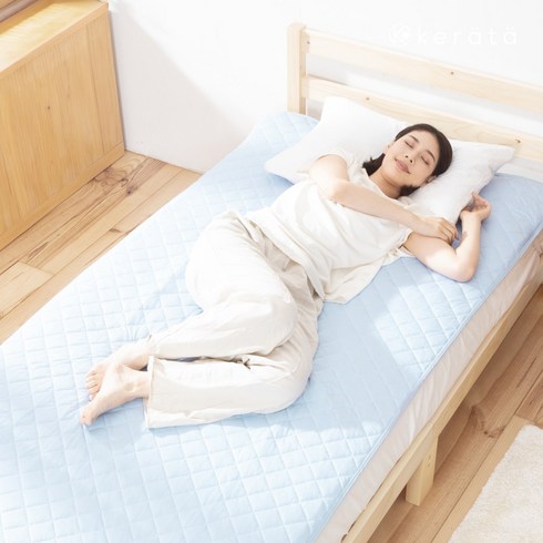 케라타 방수 냉감 침대 고정밴드 패드 진드기 차단 여름 시원한 아기 매트, 쿨매트, 블루